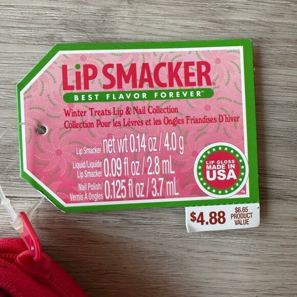 Lip Smacker Winter Treats Lip & Nail Collection Set Candy Cane Red Confetti - Picture 4 of 8